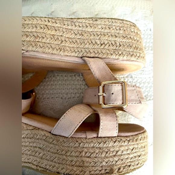 LULUS Cobi Light Nude Suede Espadrille Platform Sandals - Picture 3 of 5